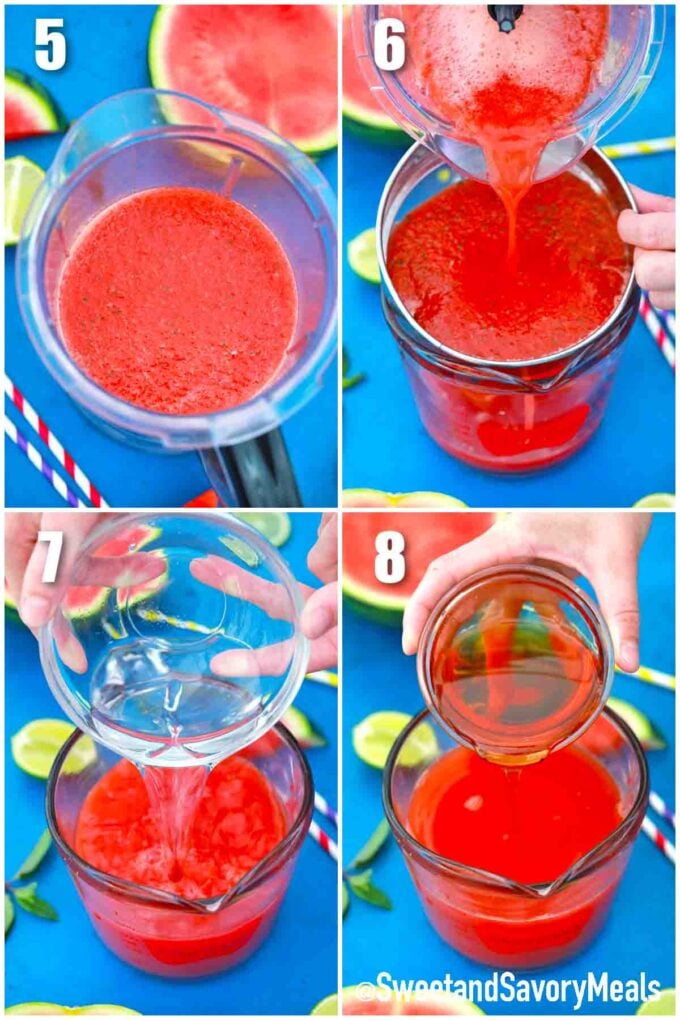 photo collage of steps how to make how to make watermelon lemonade
