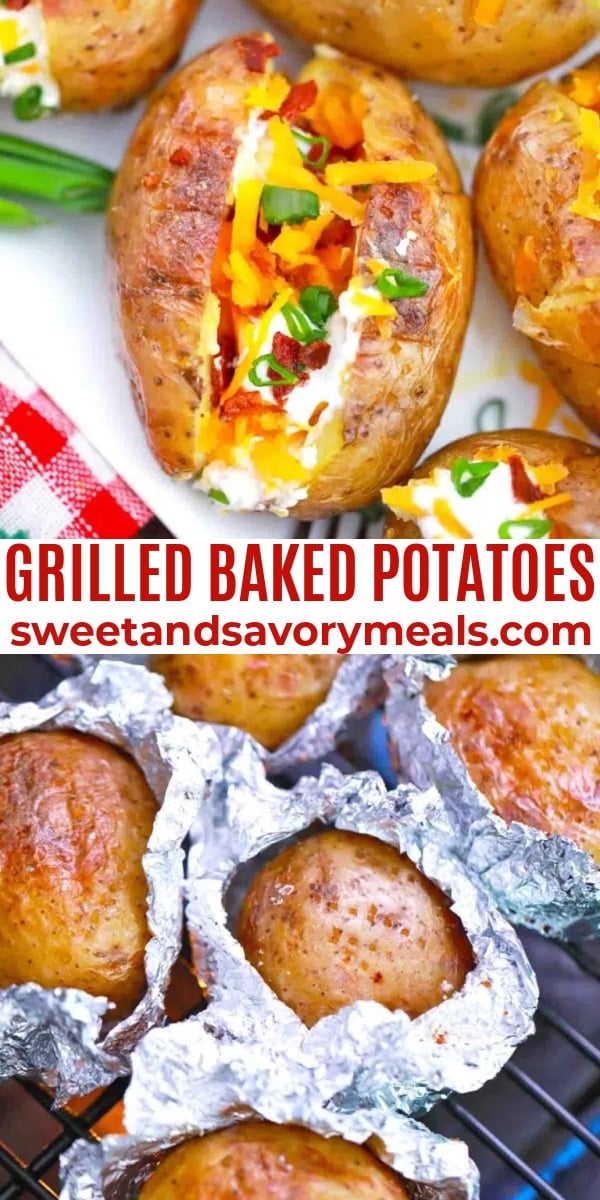 easy grilled baked potatoes pin