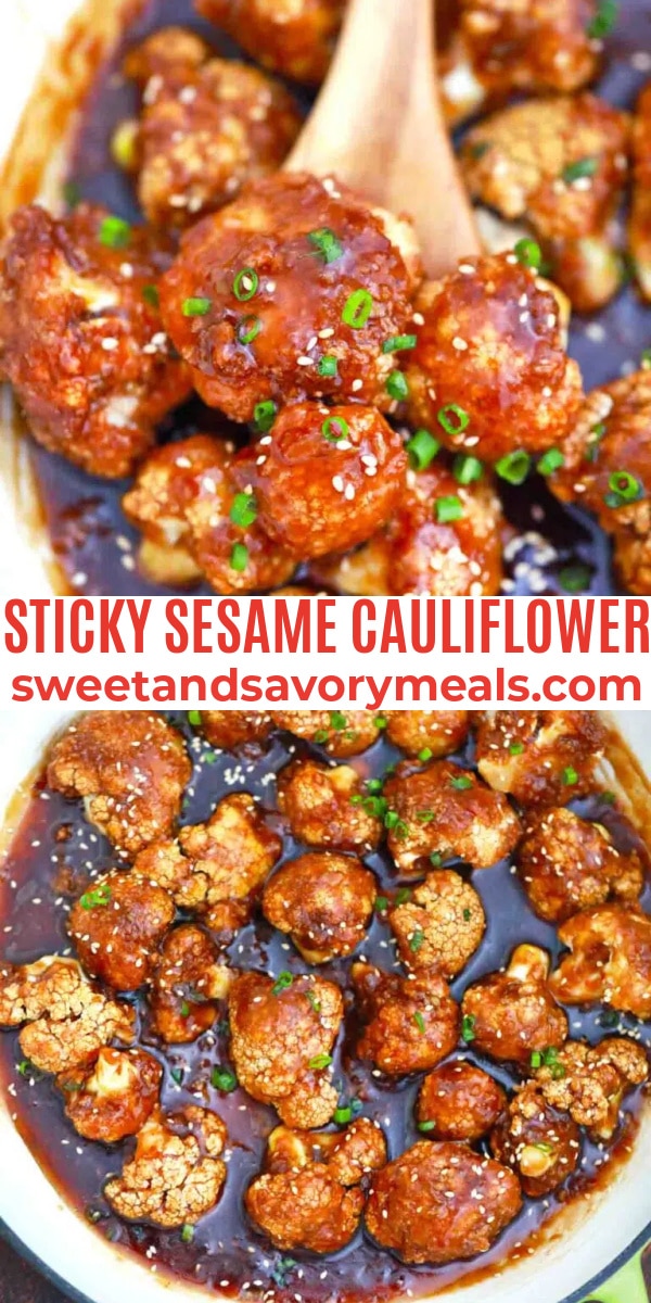 easy sticky sesame cauliflower pin