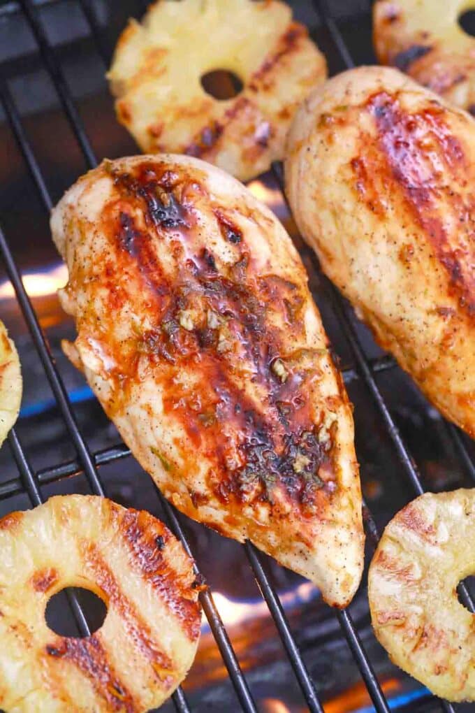 grilled pineapple chicken on the grill