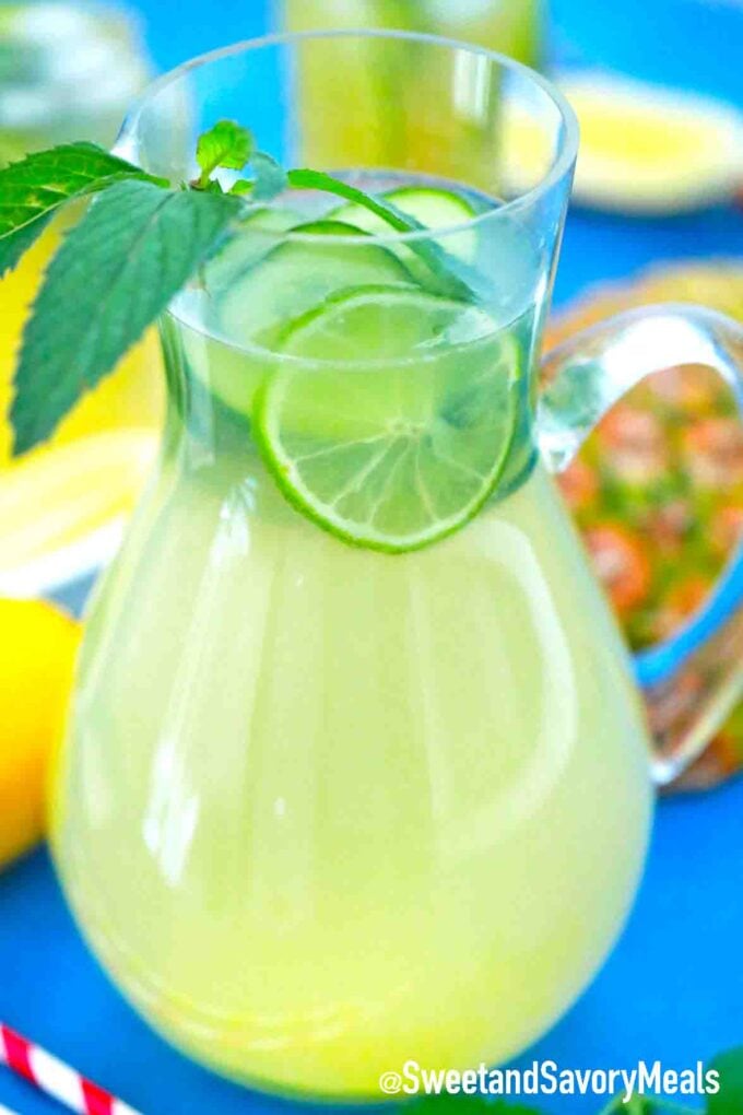 pitcher of pineapple lemonade