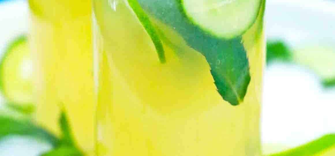 glasses of pineapple lemonade with cucumber