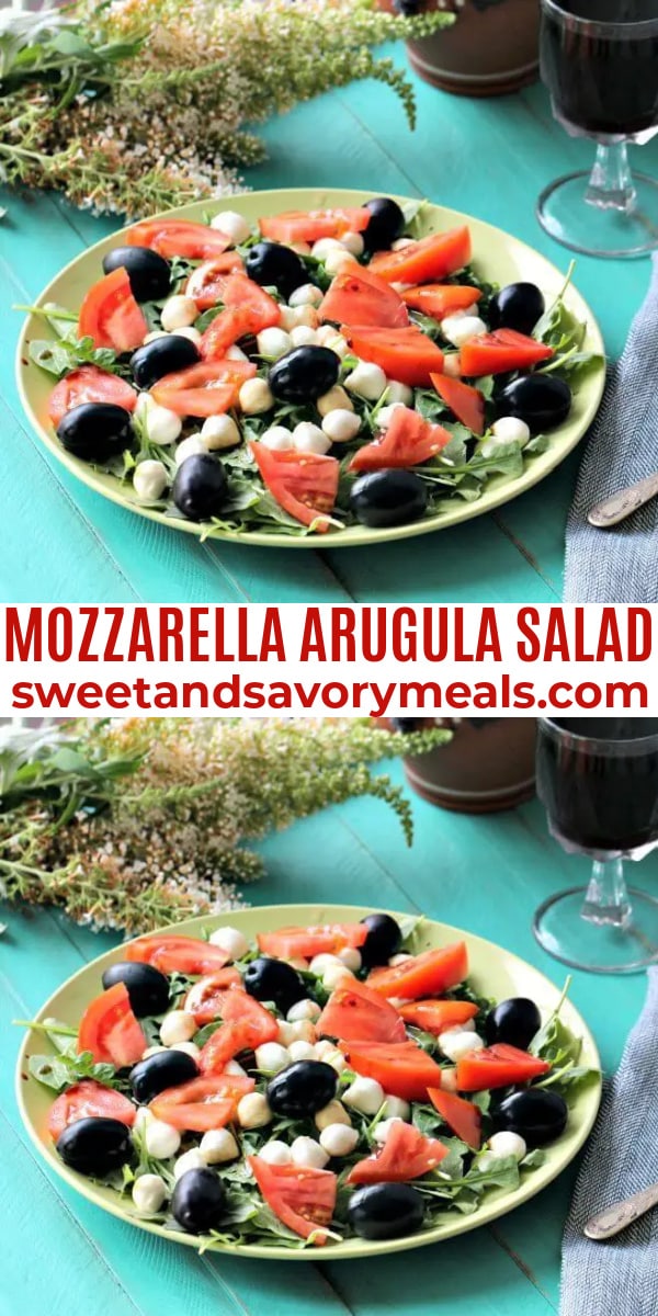 easy mozzarella arugula salad pin