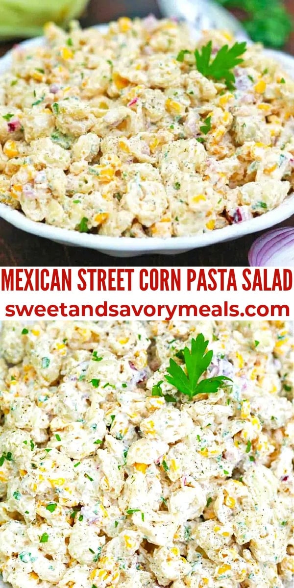 easy mexican street corn pasta salad pin