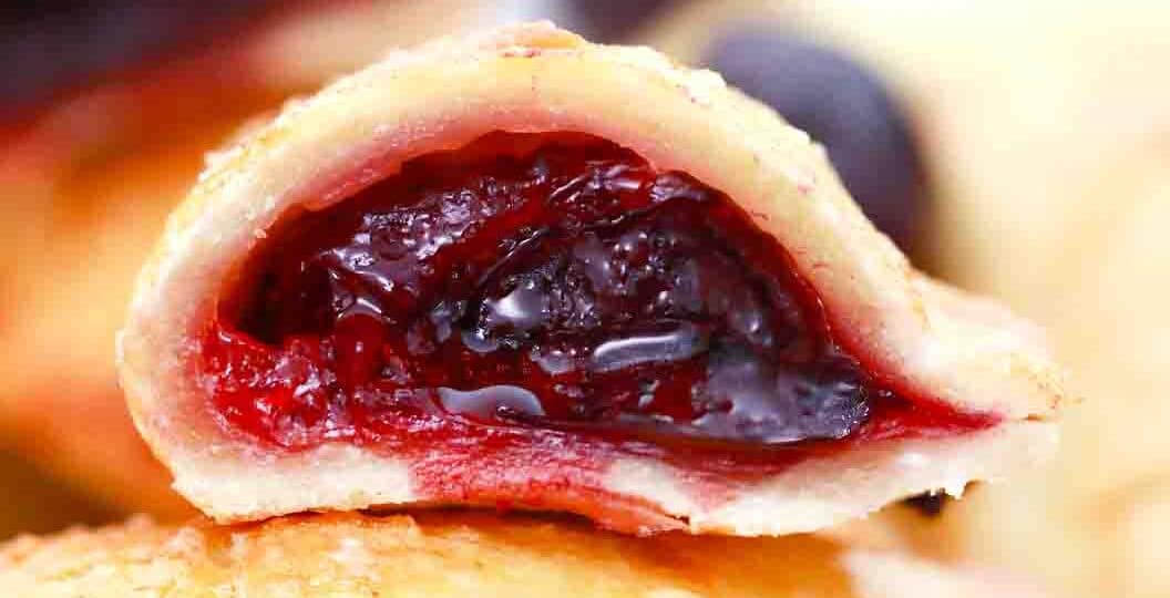 air fryer cherry hand pie cut in half