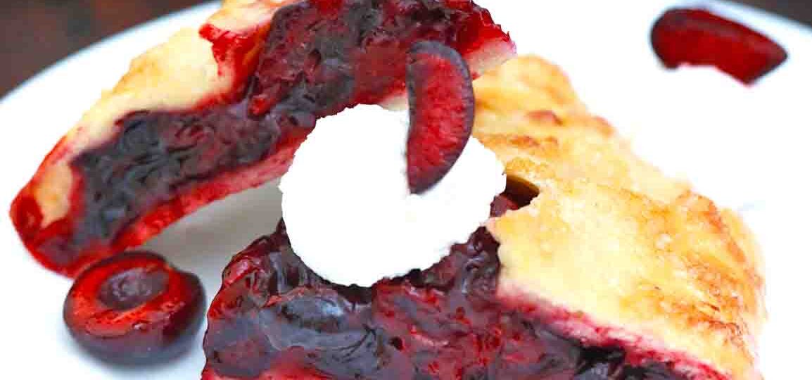 slices of cherry galette with ice cream