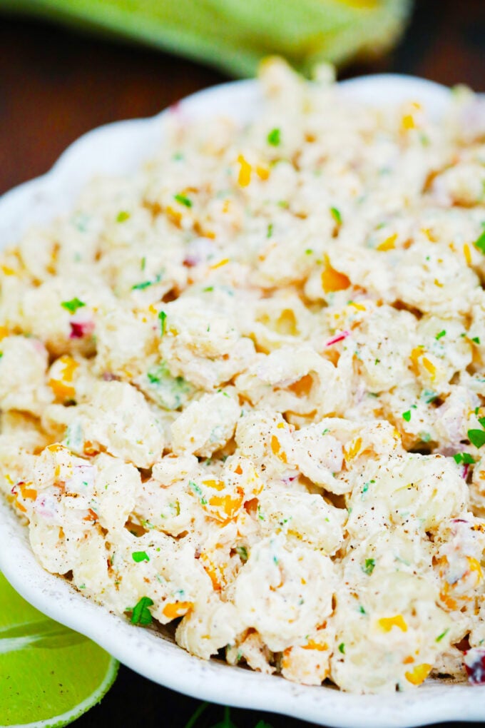 Homemade Mexican street corn pasta salad.