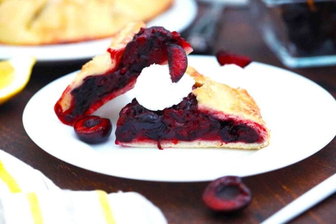 slices of cherry galette on a plate