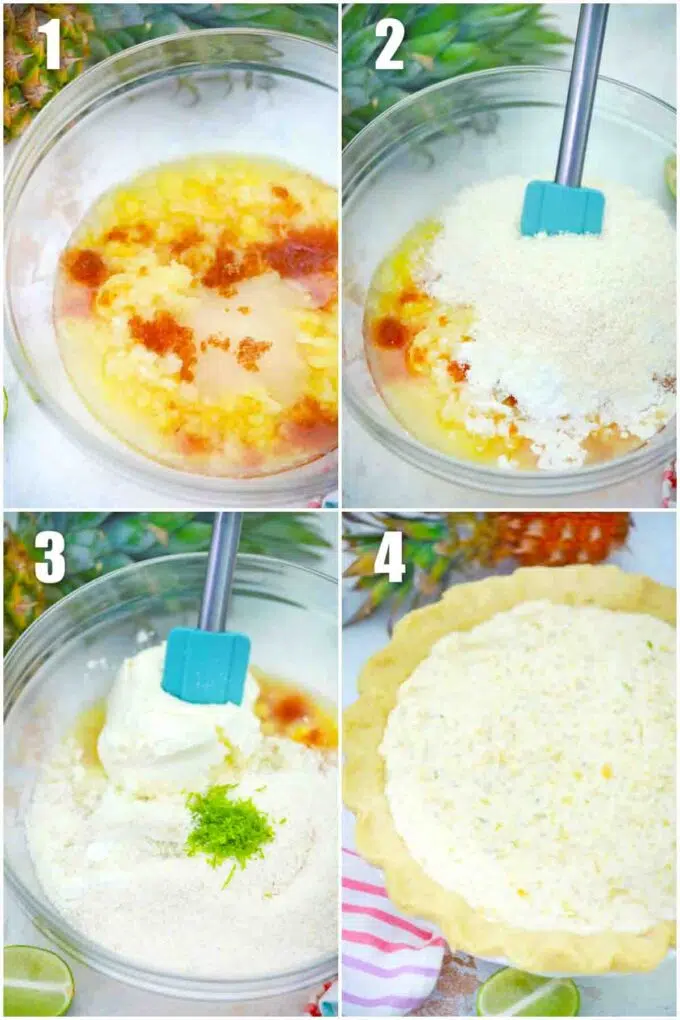 photo collage of steps how to make pineapple pie