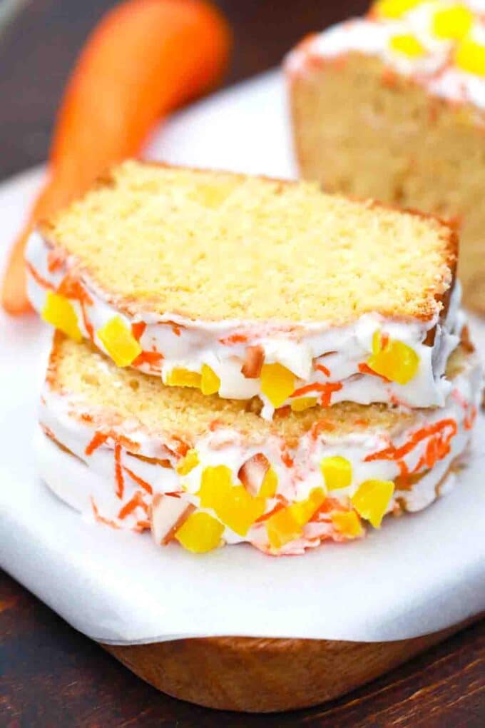 stack of pineapple carrot bread slices
