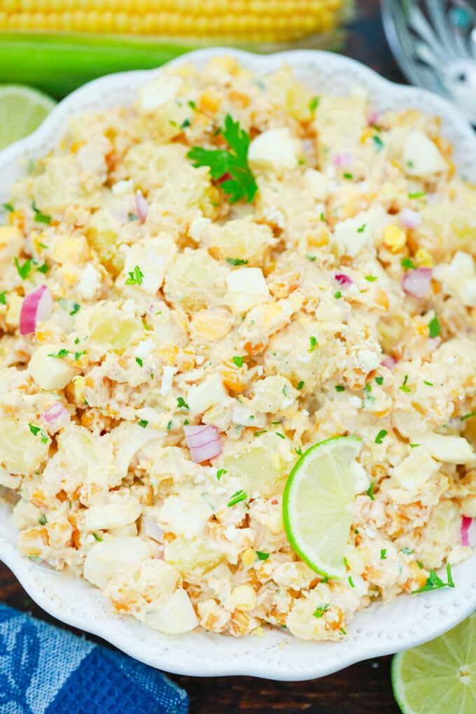 Creamy Mexican street corn potato salad.