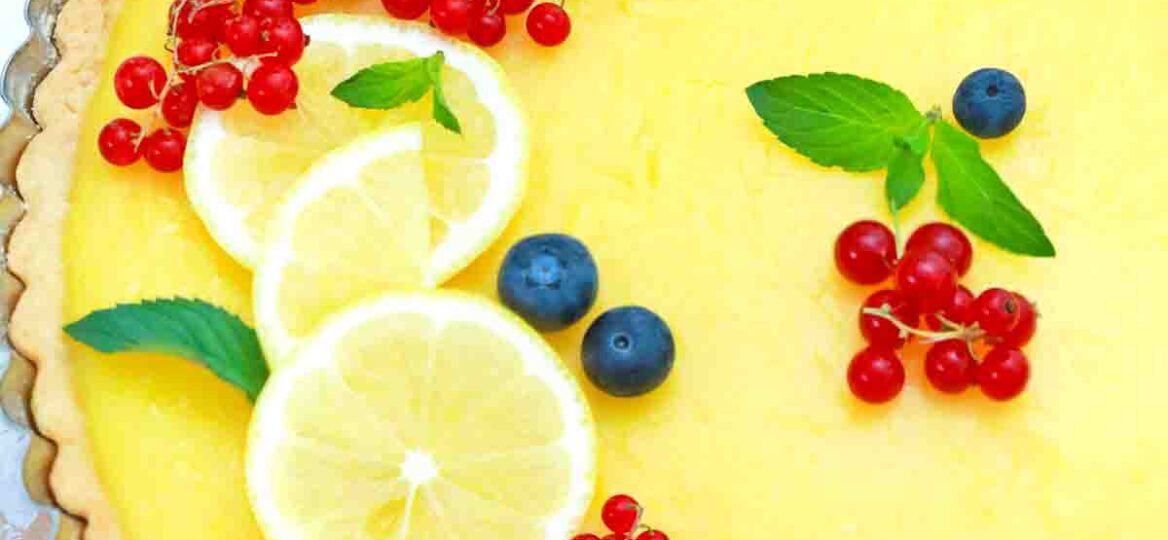 overhead shot of homemade lemon tart