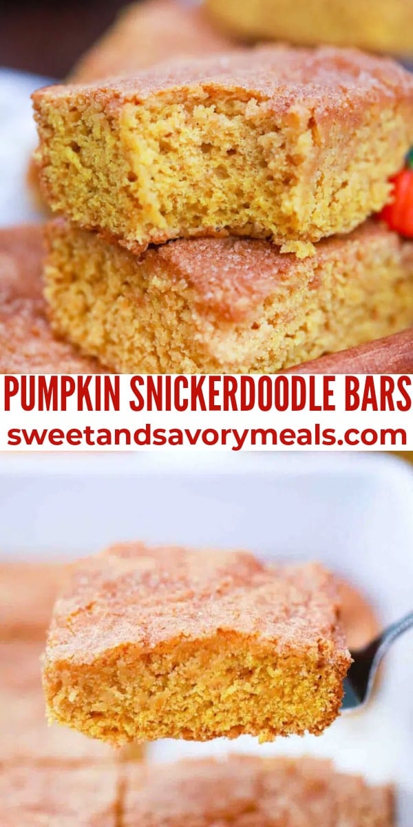 easy pumpkin snickerdoodle bars pin