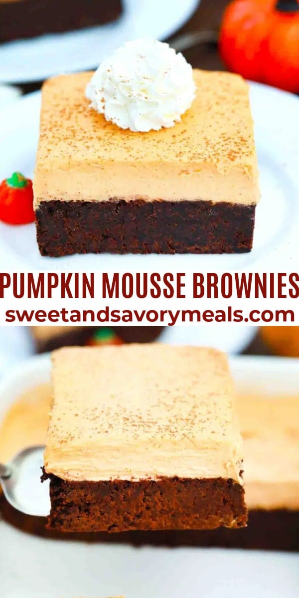 easy pumpkin mousse brownies pin