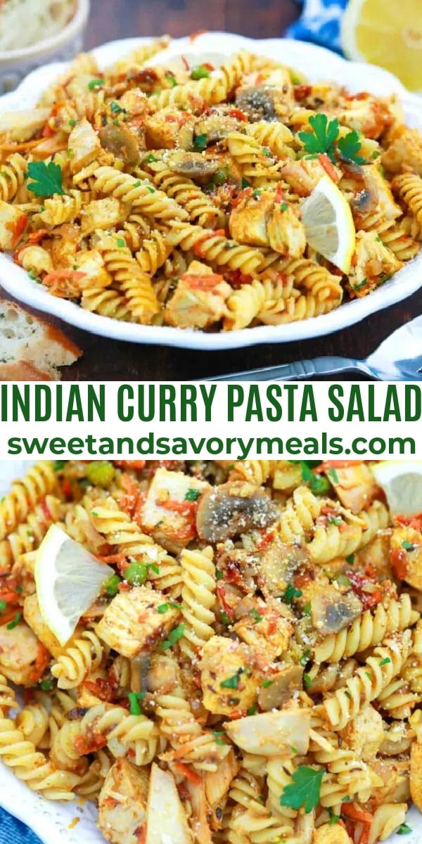 easy indian curry pasta salad pin