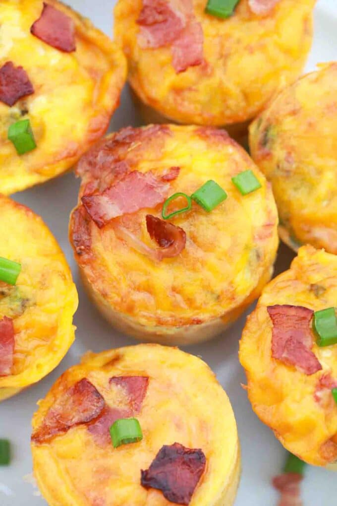 overhead shot of cooked air fryer egg bites