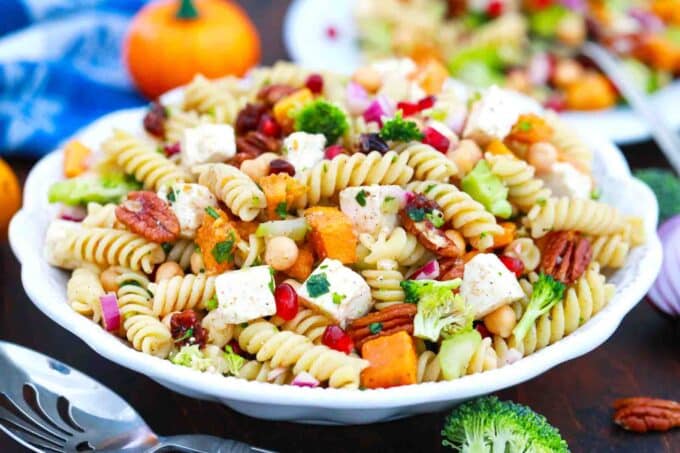 fall pasta salad with squash