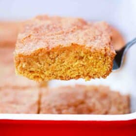 pumpkin snickerdoodle bar on a spatula