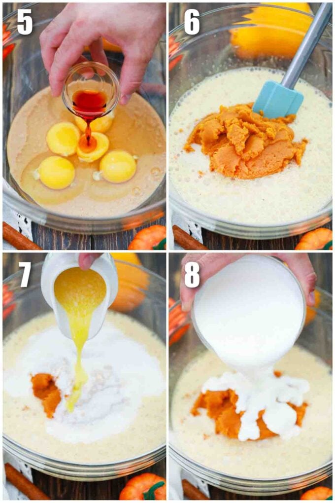 photo collage of steps how to make gluten free pumpkin pie