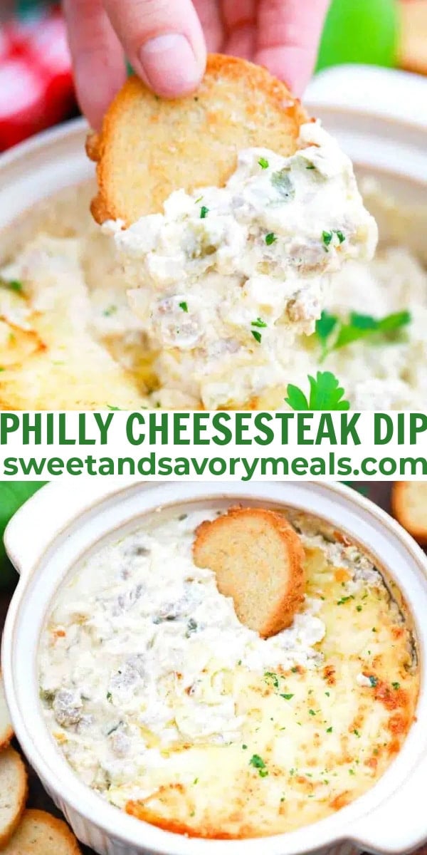 easy philly cheesesteak dip pin