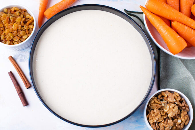 Baking carrot cake cheesecake.