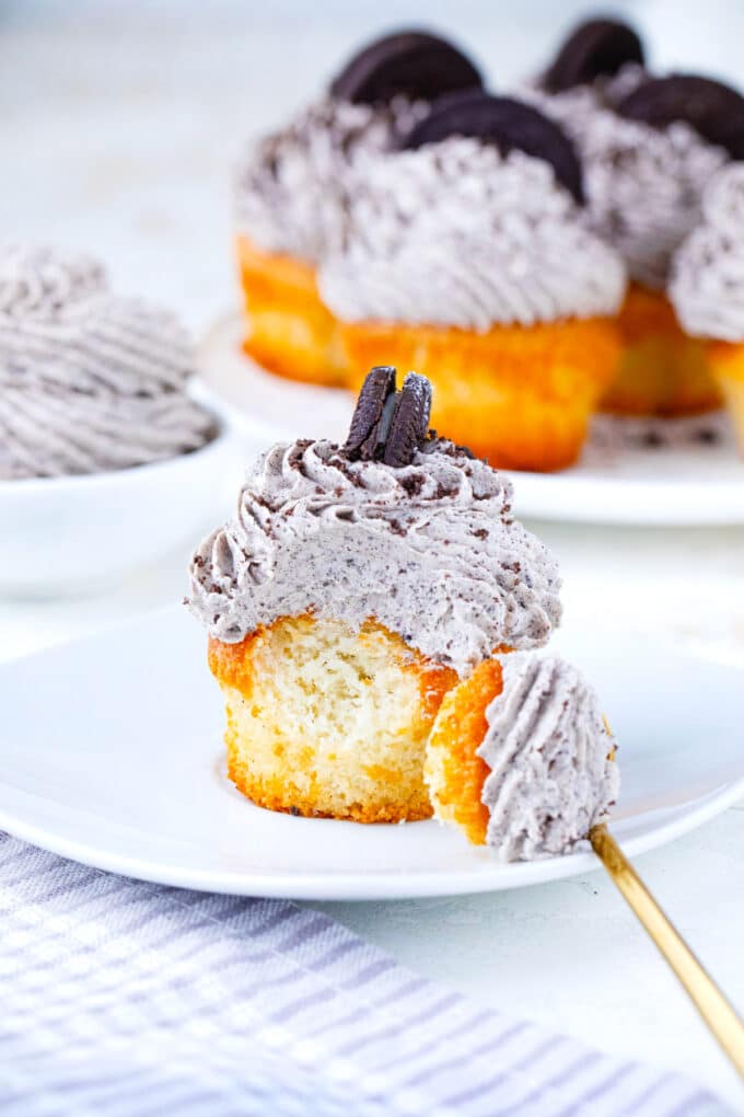 Homemade Oreo buttercream cupcake.
