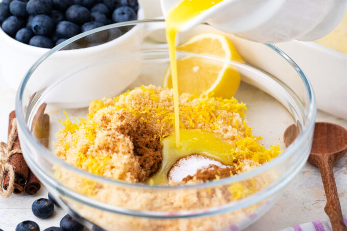 Blueberry coffee cake crumb topping.