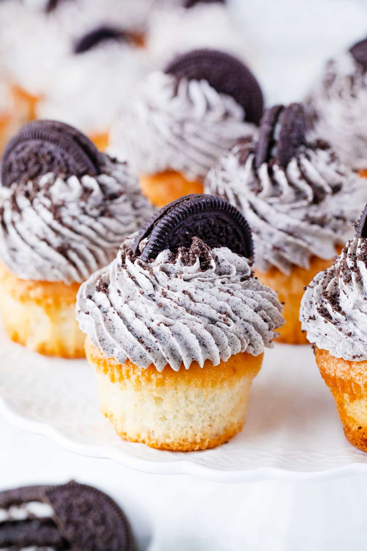 Homemade Oreo buttercream cupcakes.