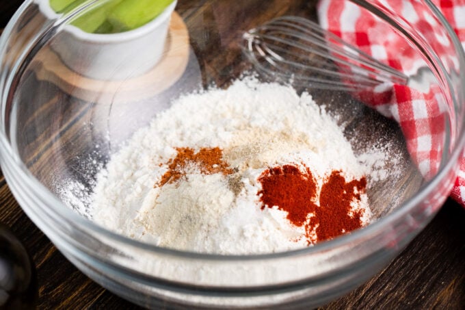 Flour and seasoning in a bowl.