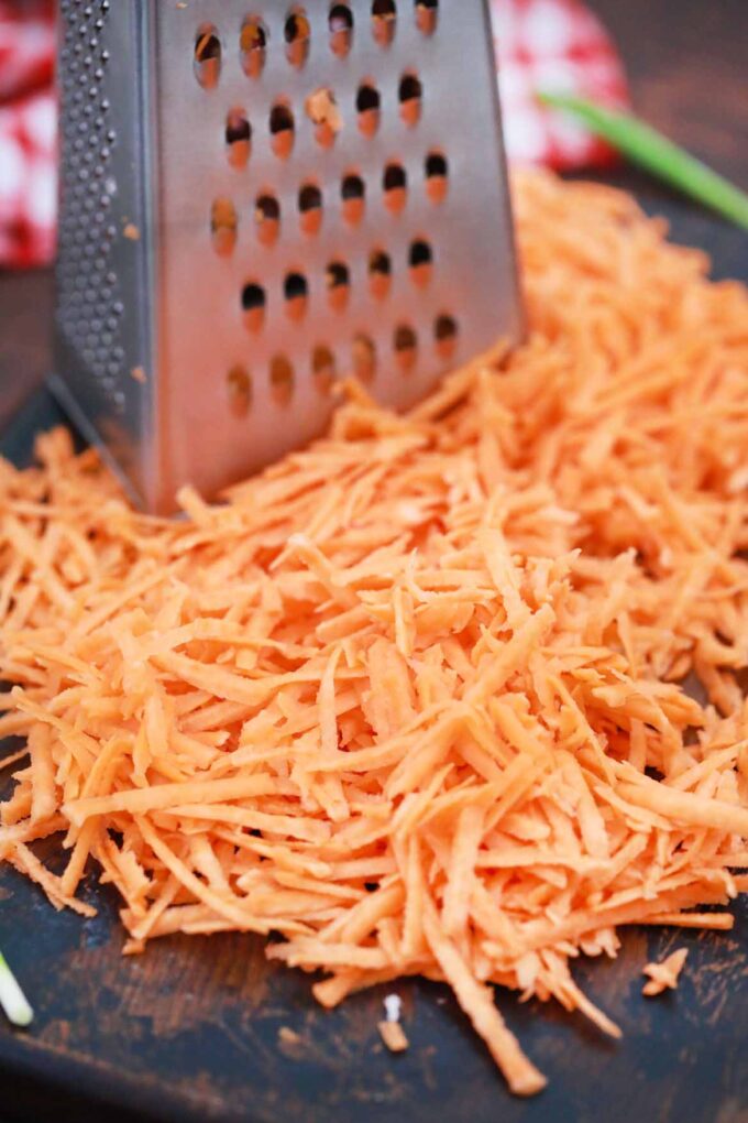 Shredded sweet potatoes.