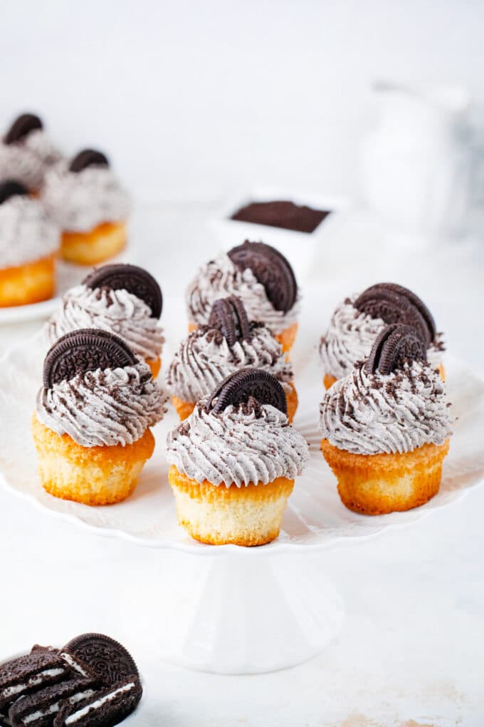 Cupcakes topped with Oreo buttercream.