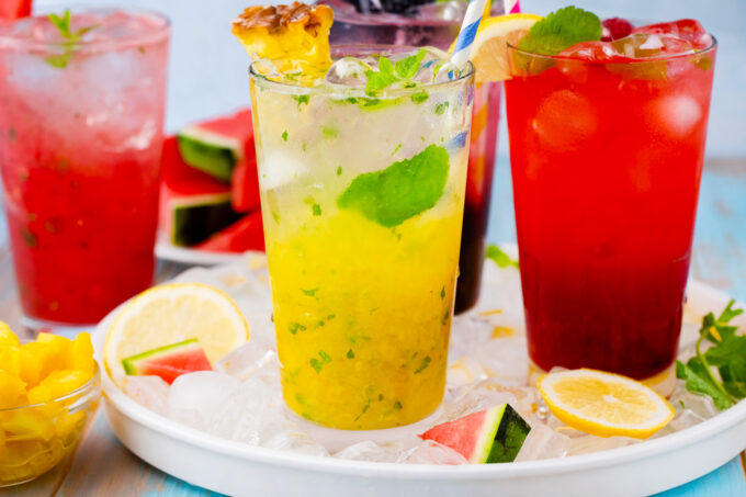 Homemade ruit mojitos.