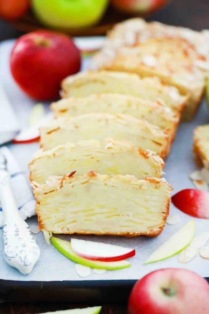 sliced invisible apple cake