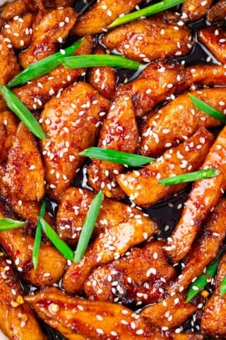 Homemade crispy Mongolian chicken.