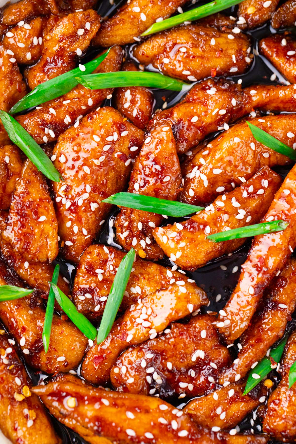 Homemade crispy Mongolian chicken.