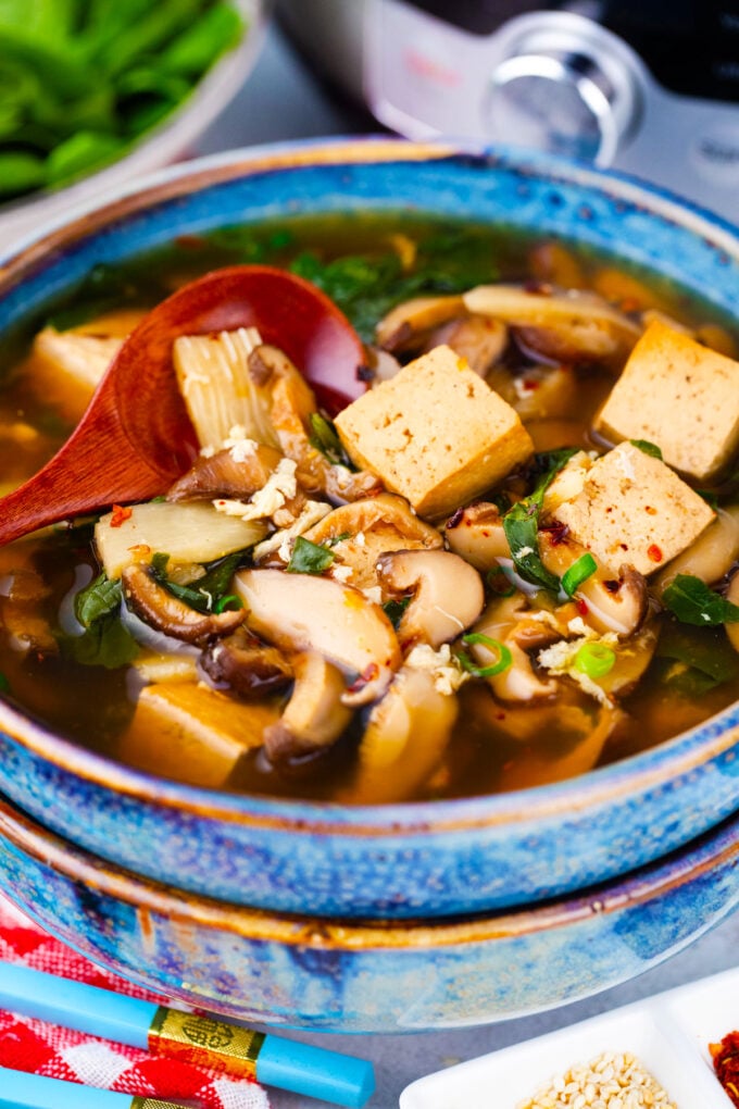 Homemade Instant Pot hot and sour soup.