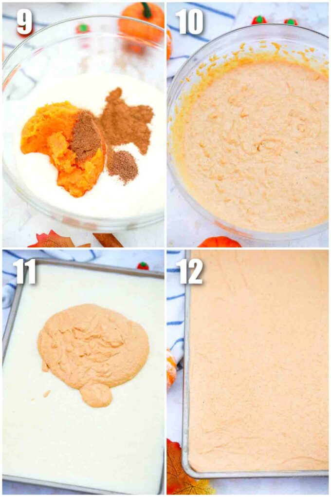 photo collage of how to make pumpkin cheesecake bars