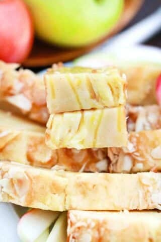 macro shot of the middle of a slice of invisible apple cake