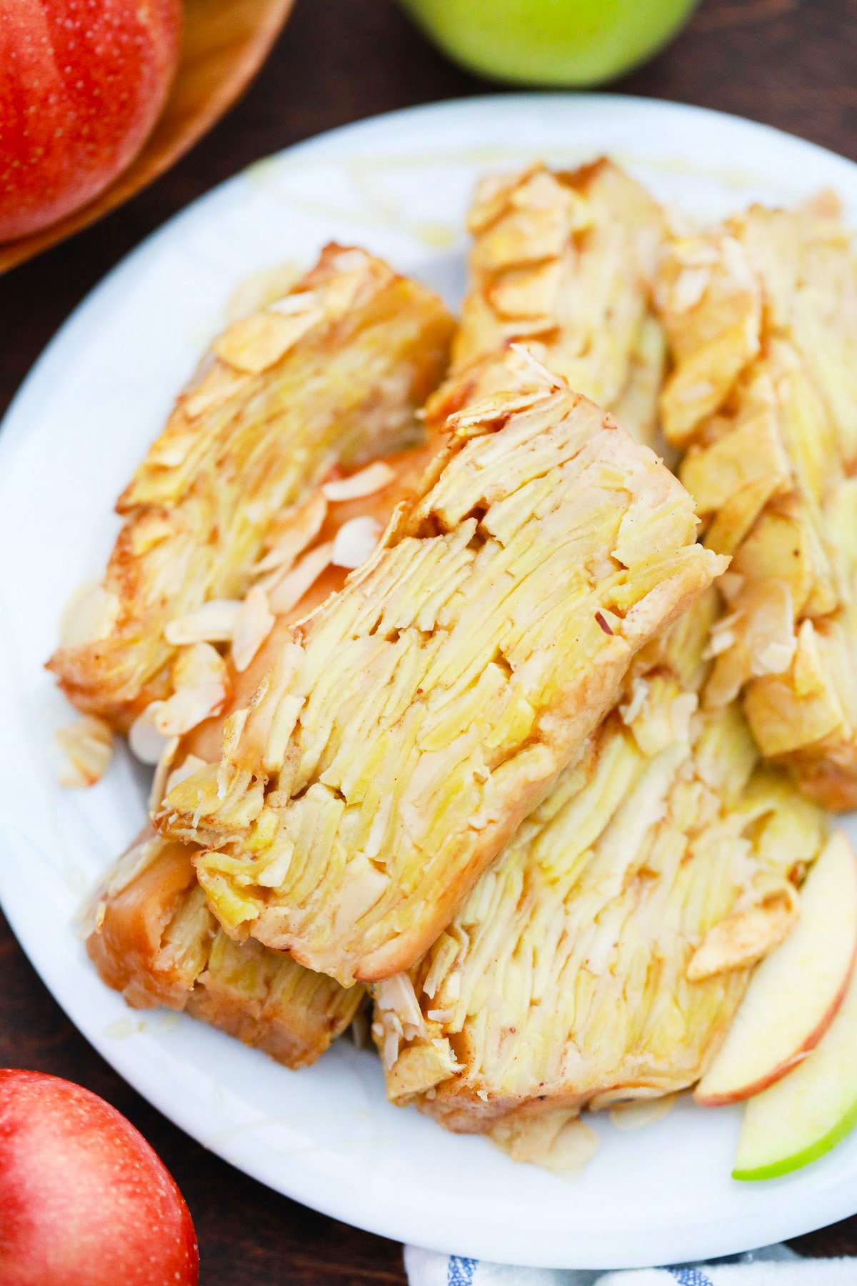 Stacked slices of invisible apple cake.