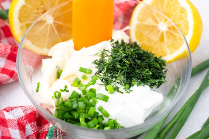 Homemade lemon dill aioli.