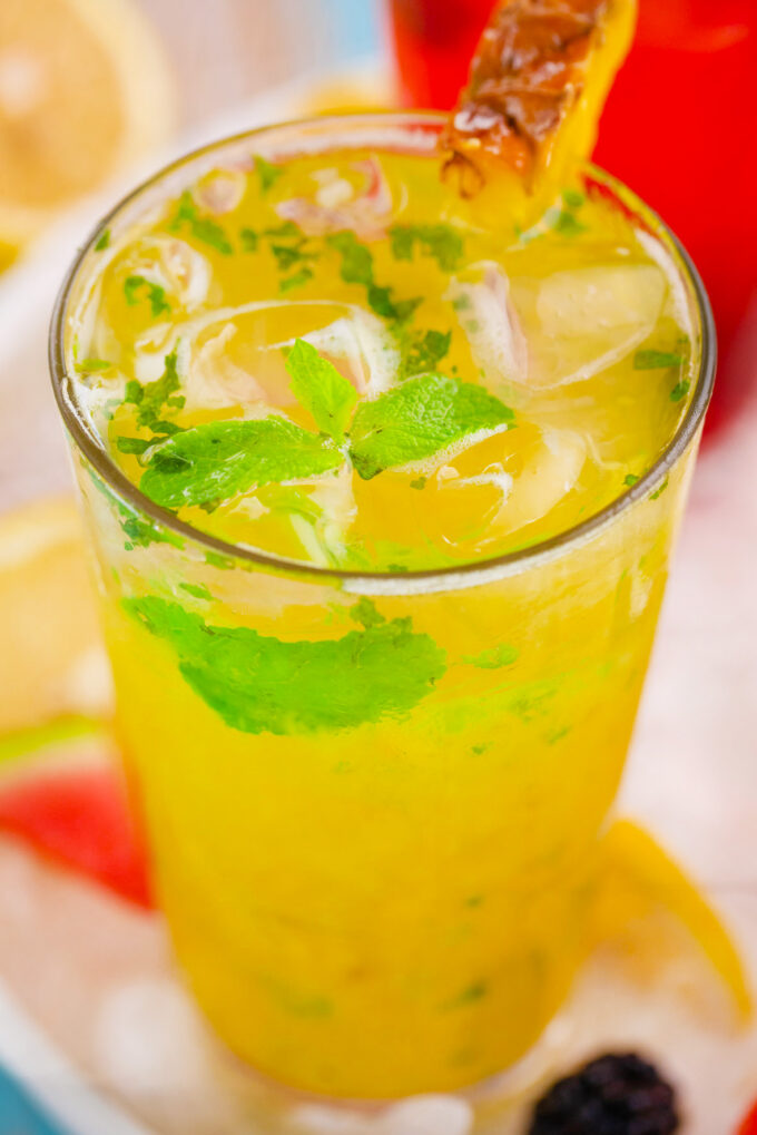 Homemade pineapple mojito.
