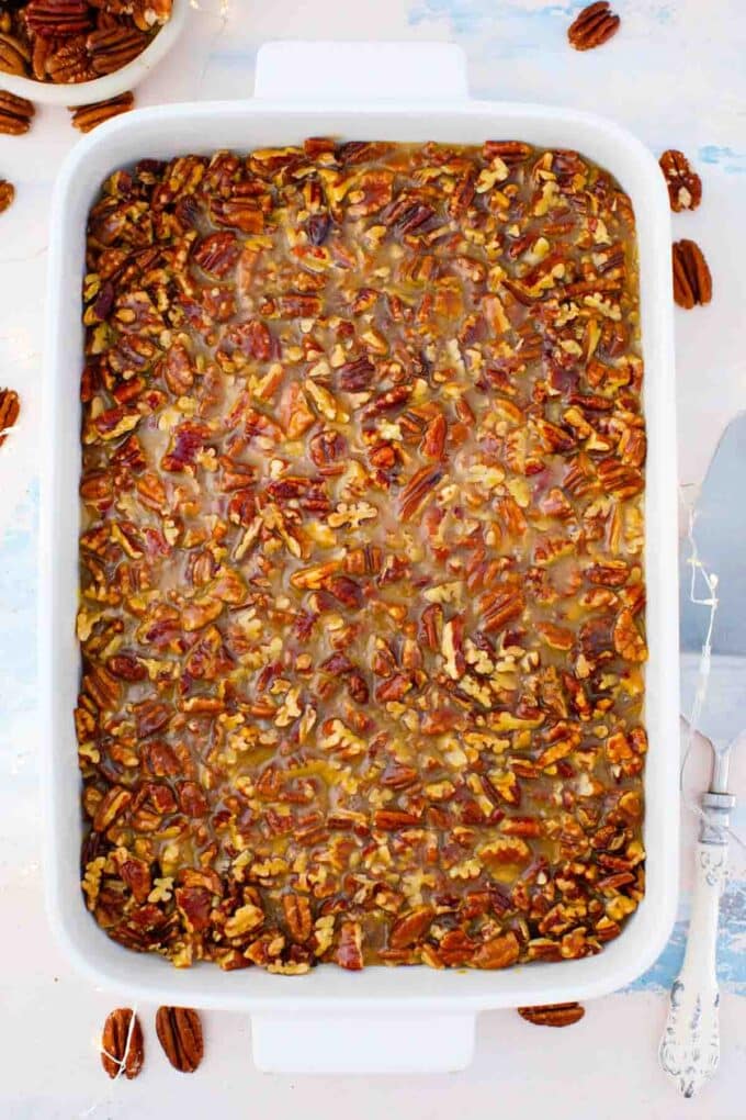 pecan pie cars in a baking sheet