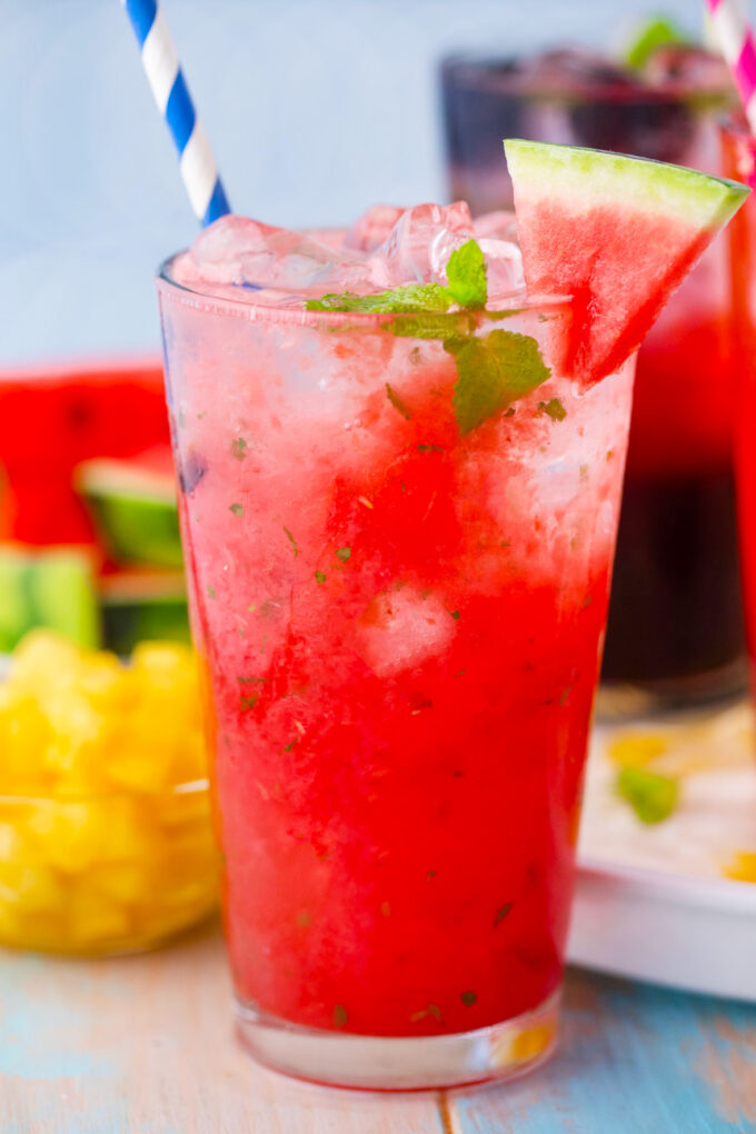 Homemade watermelon mojito.