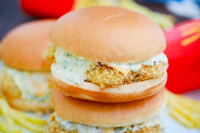 Homemade McDonald's filet-o-fish sandwich.