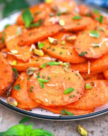 a plate of air fried carrots