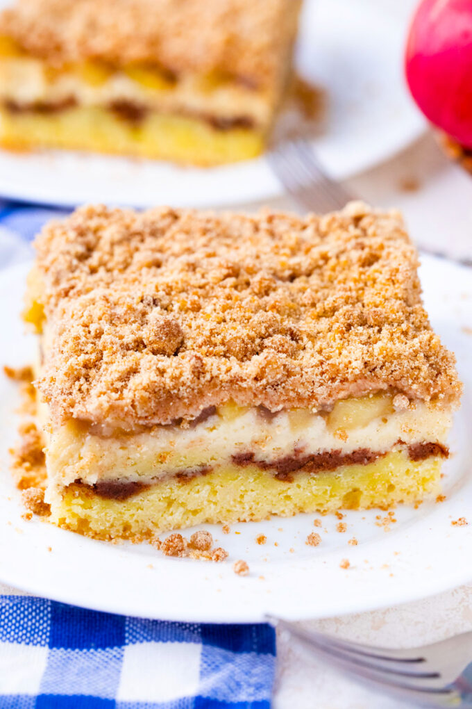 A slice of apple pie coffee cake.