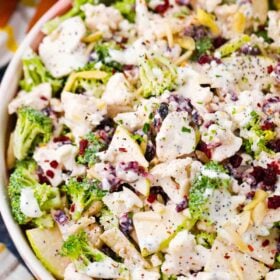 a bowl of broccoli cauliflower salad