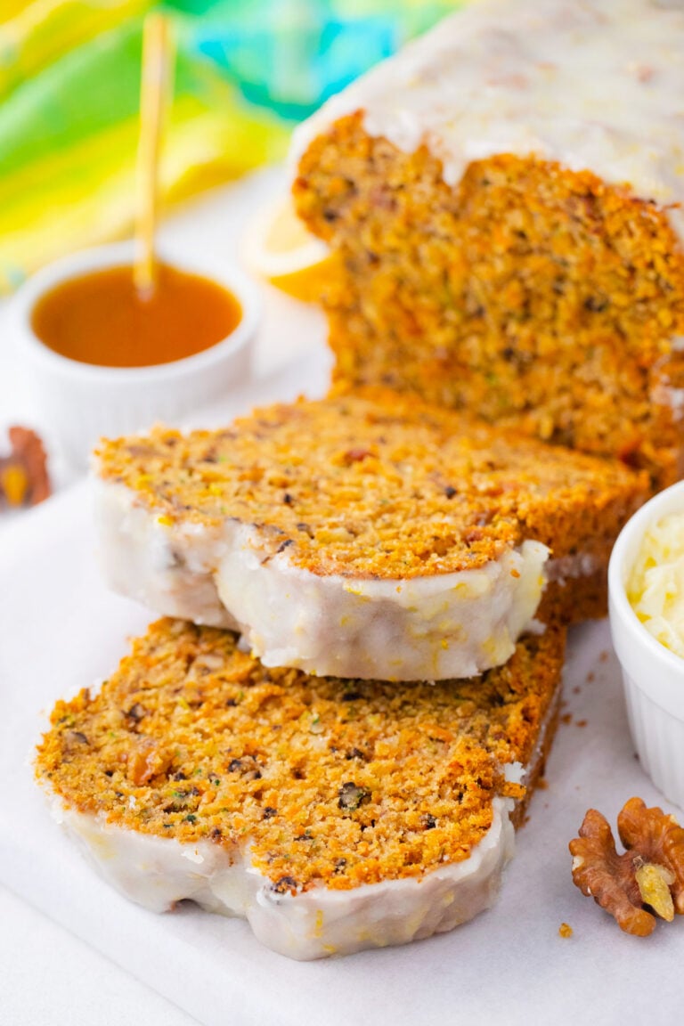 Homemade moist and tender carrot zucchini bread.