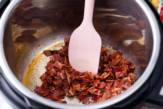 Cooking chopped bacon in the instant pot.