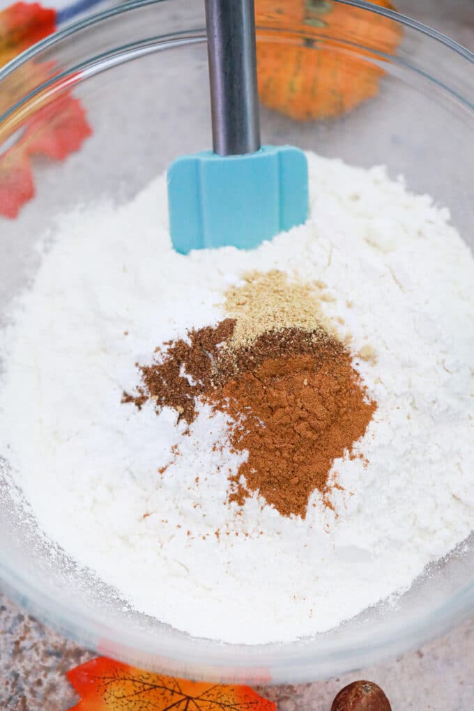Dry ingredients for pumpkin cake.